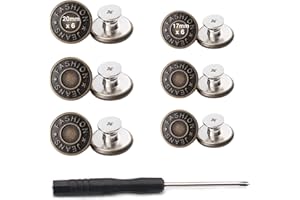 GIYOMI 20mm&17mm Perfect Fit Instant Button,12 Sets Nailess Removable Metal Buttons Replacement Repair Combo Thread Rivets and Screwdrivers, Instant Reduce Too Big Pants Waist (20mmx6+17mmx6)