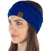 Funky Junque Women’s Fleece-Lined Knit Headband – Confetti Ear Warmer for Winter, Cozy Sherpa Interior, Soft Stretch Fit - Royal Blue