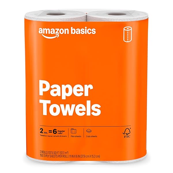 AMAZON BASICS 2-PLY FLEX-SHEETS PAPER TOWELS, 2 BASICS...