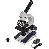 Amazon Basics All-Metal Optical Glass Lenses Cordless LED Student Biological Compound Microscope