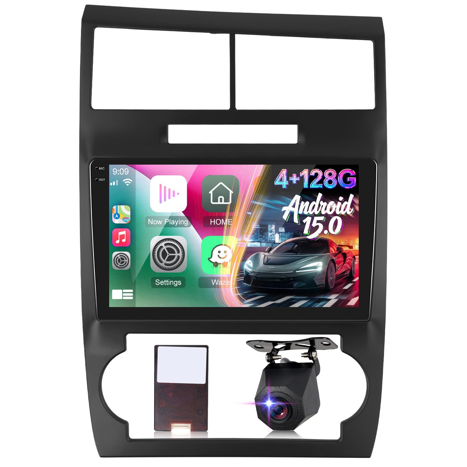 Photo 1 of [4+128G] Upgrade Radio for Dodge Charger/Magnum 2005-2007: 9 inch Android IPS Incell Touchscreen Stereo - Wireless Carplay and Android Auto, 5G/WiFi, GPS, Custom Homepage, BT 5.0 + Backup Camera