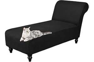 ELE ELEOPTION Armless Lounge Chaise Slipcover, Stretch Chase Chair Covers for Living Room Chaise Slipcover Armless Chaise Lounge Indoor Slipcovers for Bedroom Soft Jacquard Fabric Machine Washable(Black)