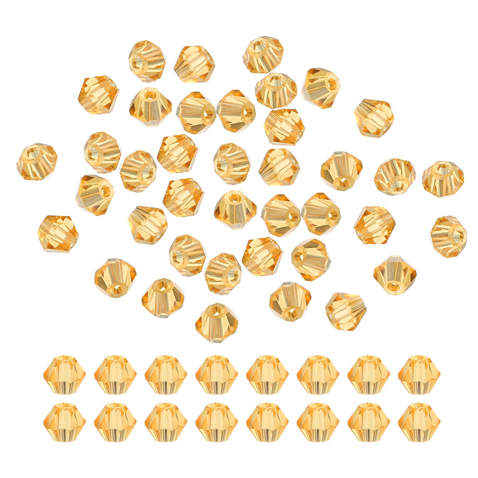 PATIKIL 4mm Bicone Glass Beads, 1800 Pcs Small Faceted Bicone Crystal Beads Charm for Earring Bracelets Necklaces Rings Jewelry Making DIY, Golden Champagne