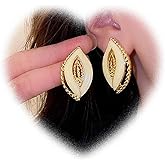 Crymystal Bohemian Leaf Drop Earrings Gold Leaf Earrings Holow Leaf Earrings Minimal Leaf Dangle Earrings Vintage Plant Earrings Jewelry for Women