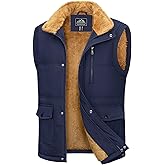MAGCOMSEN Mens Winter Vests Outerwear Fleece Lined Puffer Vest Warm Casual Quilted Vest Bubble Sherpa Vest Jacket
