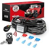 Nilight 16AWG Remote Wiring Harness Wireless Strobe Switch 12V 15A 2Leads | remote wiring harness kit (12V/15A). Features wireless strobe flash control, on/off switch, relay &amp; fuse for LED light bars