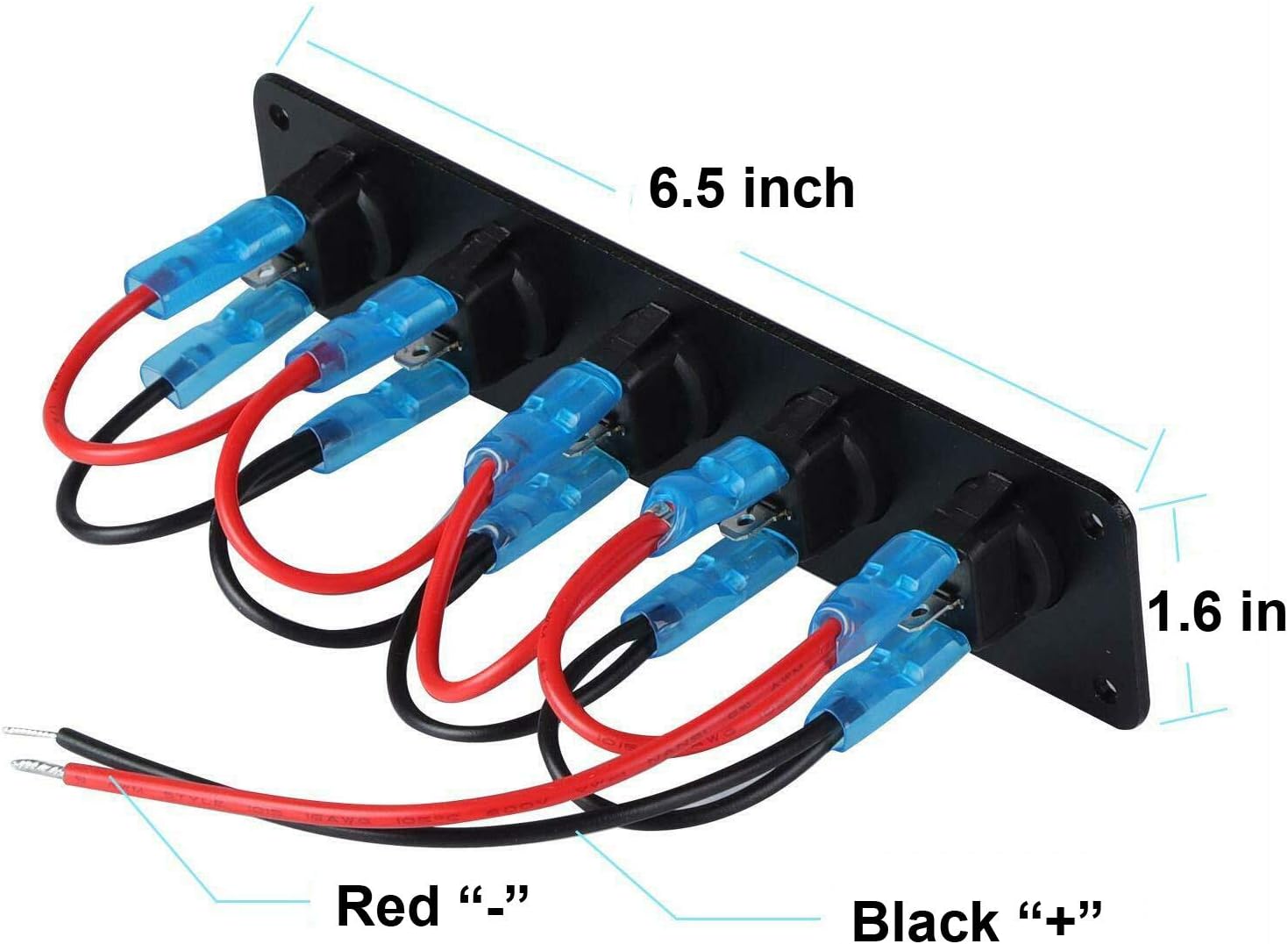 VonSom 12V Rocker Switch Panel Circuit Breaker Waterproof 5 Gang 3 Pin On/Off Toggle LED Switches for RV Marine Car Vehicle Trailer Truck SUV Boat RV Ship DC 12V/24V 20A: Automotive