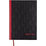 Black n' Red Casebound Hardcover Notebook, 11-3/4" x 8-1/4", Black/Red, 96 Ruled Sheets (D66174)