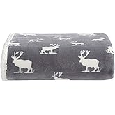 Eddie Bauer - Throw Blanket, Brushed Fleece & Plush Sherpa Bedding, Blanket for Couch & Bed (Elk Stance Grey, 50" x 60")