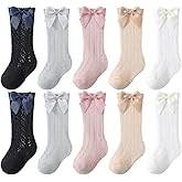 Toptim Kids Girls' Knee High Socks Children's Bows Long Stockings Dress Socks Breathable Mesh 1-6 Years