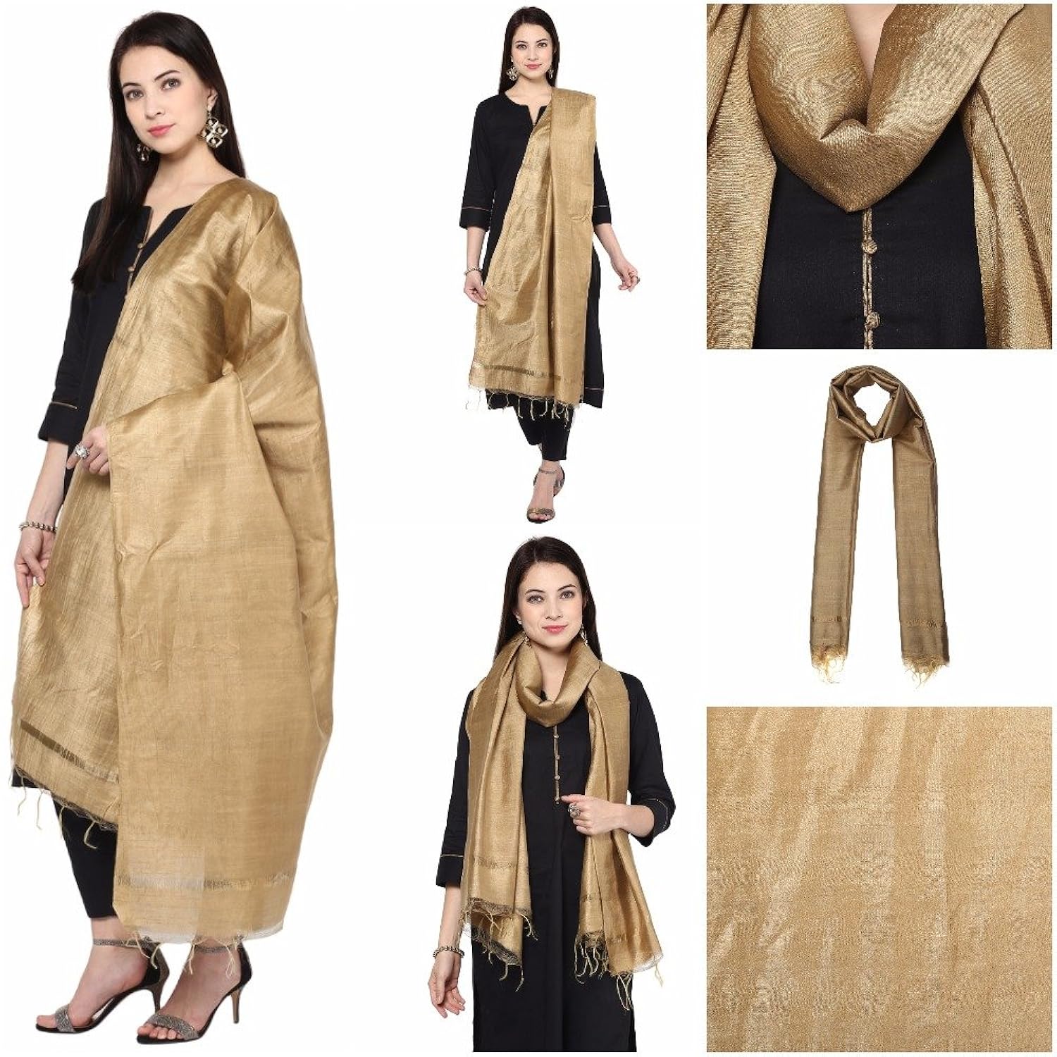 dupatta bazaar women's gold cotton silk dupatta