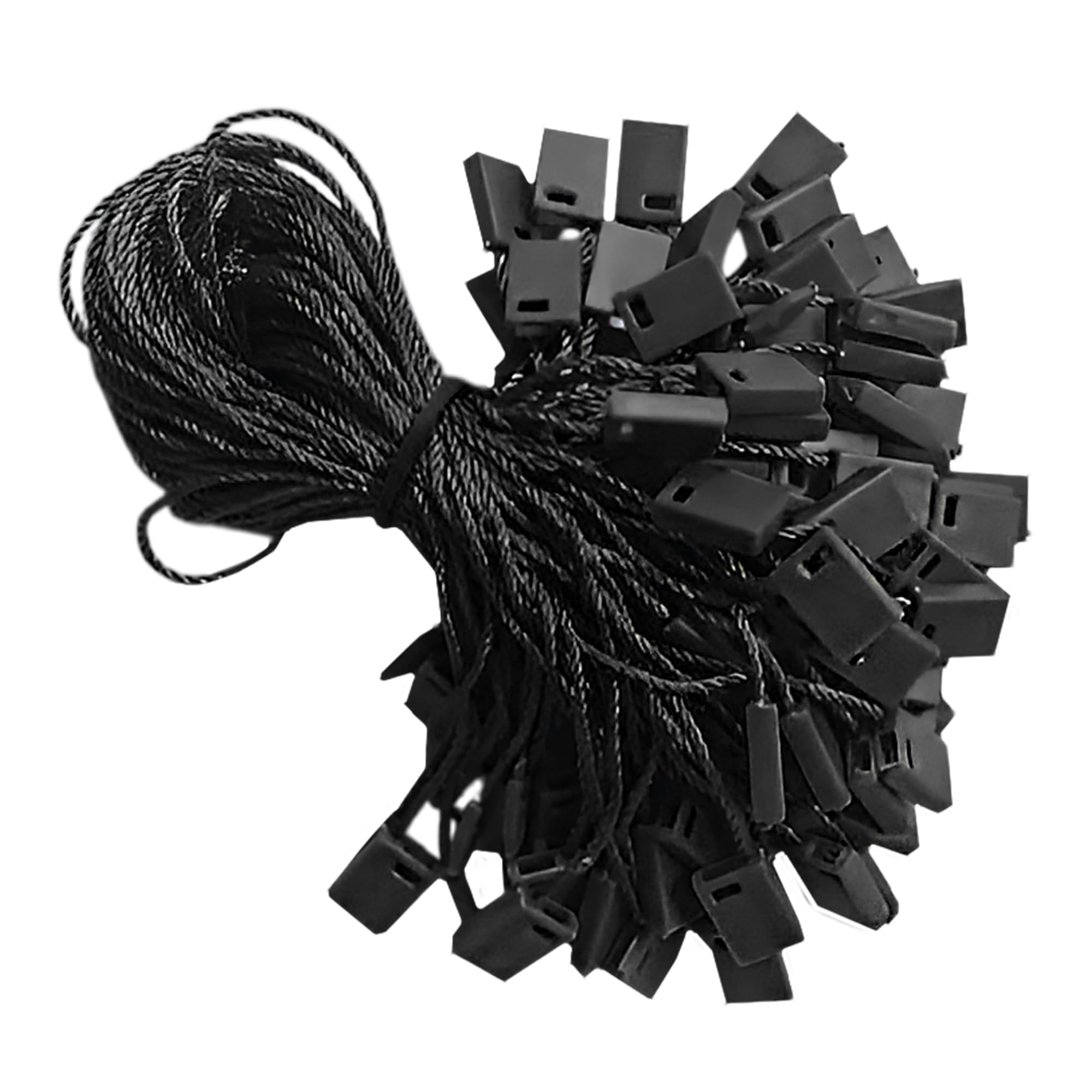 Weddecor Black Nylon String Hang Tags, Snap Lock Pin Loop Price Tag Fastener, Easy & Fast to Attach Labels and Security Tags for Gifts, Clothing, Luggage & Craft Accessories, 1000pcs, 7 inches