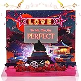 Venhoo Valentine’s Day Card with Lights & Music, 3D Pop Up Musical Anniversary Card for Wife Husband Girlfriend Boyfriend, Romantic Drive-In Movie Theater Sweet Greeting Card for Couples