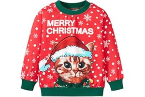 Akyzic Baby Boys Girls Sweatshirts Christmas Reindeer Fleece Crewneck Pullover Xmas Winter Warm Sweaters Tops 2t-6t