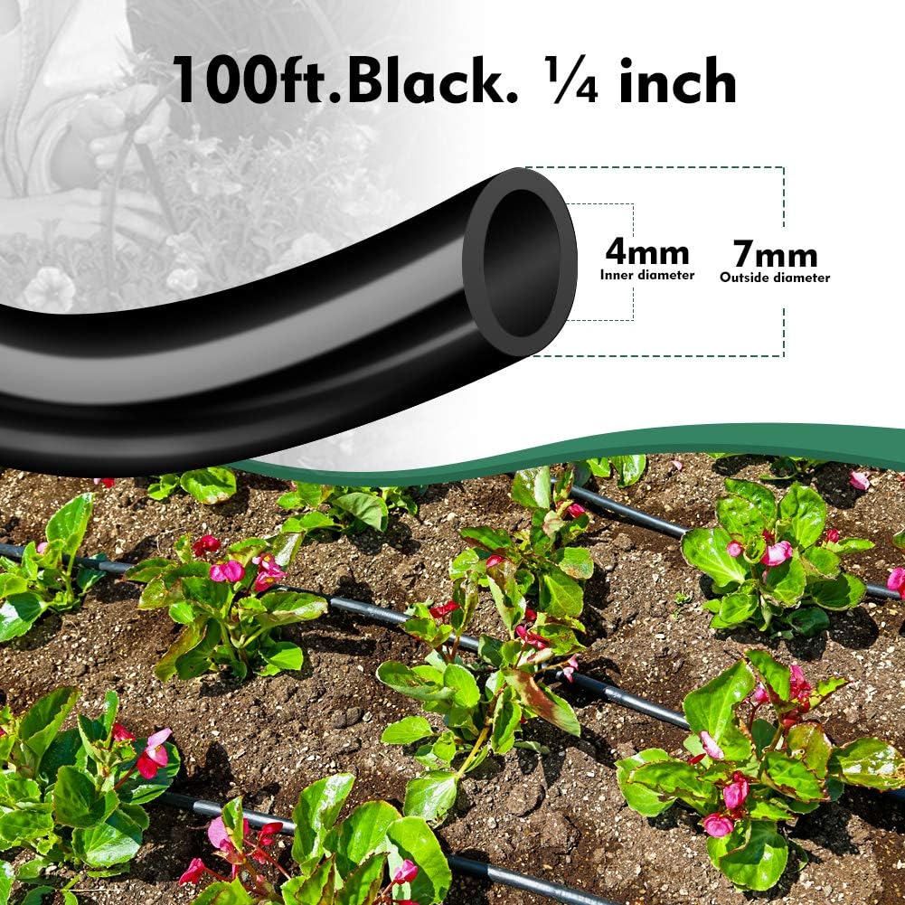 Bonviee 100ft 1/4 inch Blank Distribution Tubing Drip Irrigation Hose Garden Watering Tube Line for Small Garden Irrigation System : Garden & Outdoor