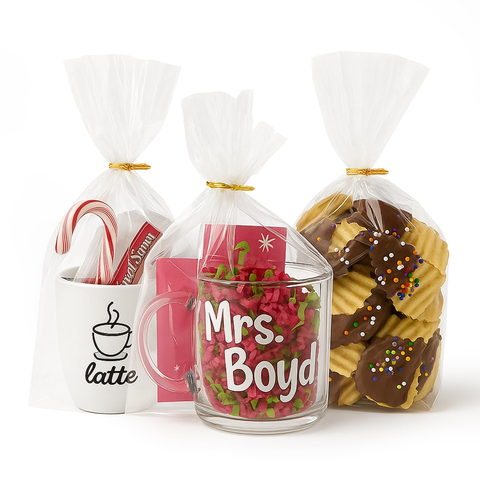 Photo 1 of WIKDAY Cellophane Bags 50 PCS 8x11 Inches Clear Gift Gags with Ties Plastic Treat Party Favor Candy Bags for Gift Giving, Packaging Snack, Products