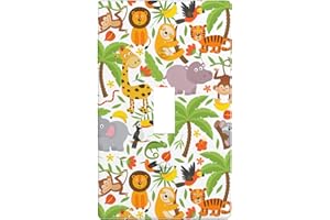 TGUBJGV Jungle Animals Tiger Koala Giraffe Cute Light Switch Cover 1-Gang,Decorative Single Toggle Wall Plate Switch Wallplate Cover Faceplate For Kids Teens Boys Girls Room Decor,4.50" X 2.76"Inch