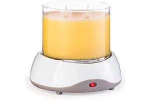 CANDLE WARMERS ETC. Auto Shutoff Candle Warmer Plate (White, Plug-in) – Modern Candle Wax Warmer with 8-Hour Timer