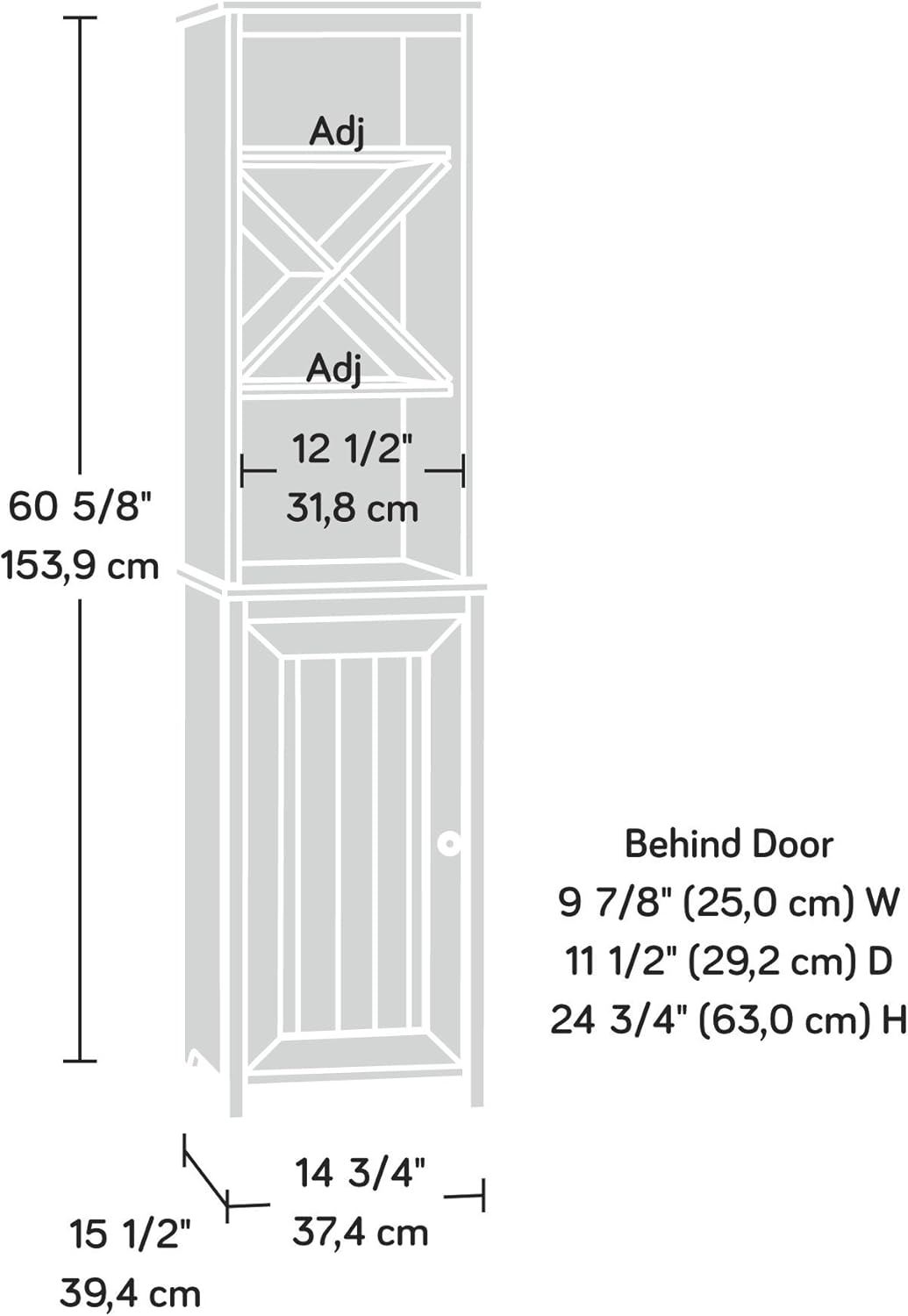 linen tower cabinets on Amazon Com Sauder Peppercorn Linen Tower L 14 72 X W 15 51 X H 60 59 Cinnamon Cherry Finish Furniture Decor