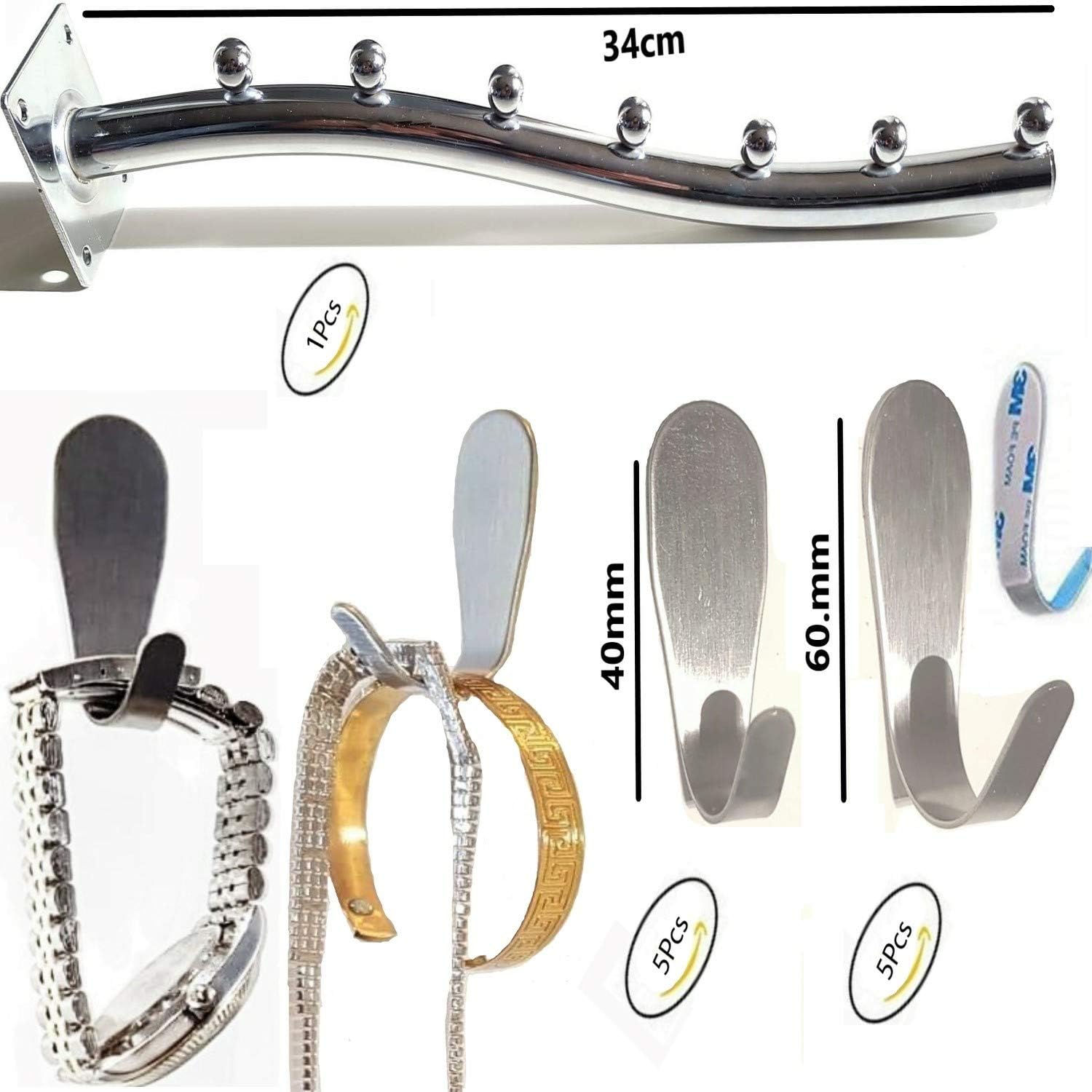 CANi 3m command hooks Stainless Steel Hooks Heavyduty Wall Hooks Drying Rack Hooks for clothes Coat Hats Keys, Jewelry accessory Towel Bags Organizing Kitchen utensils Bathroom Organizer Home decor