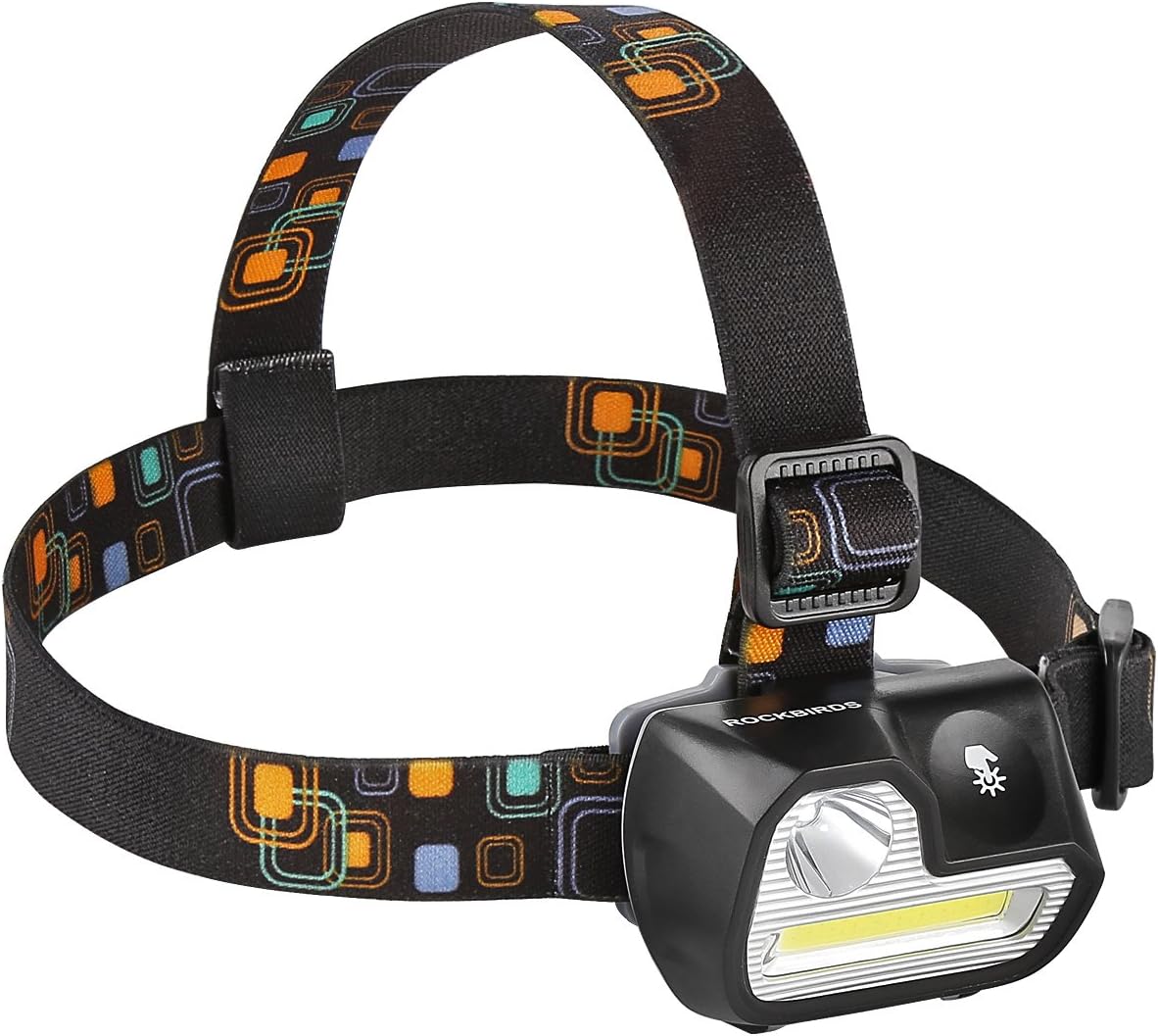 Headlamp, Red LED Headlights RockBirds H542 200Lumens 5 Modes, Waterproof Touch Sensitive Switch, 3 AAA Batteries (White & Red)
