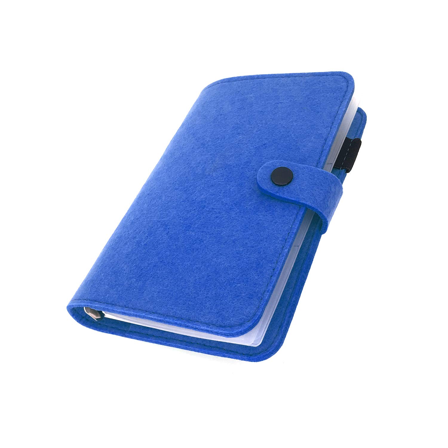 A6/ A5 6-Holes Felt Cover Round Ring View Binder File Folder for Loose Leaf Sheet Protectors/Binder Cover Protector, Cobalt Blue, A6 Combo