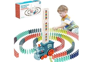 OBEST Domino Train Toy Set for Kids - 180pcs, Domino Blocks Set Building and Stacking Toy, Automatic Domino Train Creative Ki