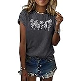 GLIGLITTR Women's Floral Tee Wildflower Graphic T Shirt Summer Flower Casual Loose Top Crew Neck Short Sleeve Shirts Tees