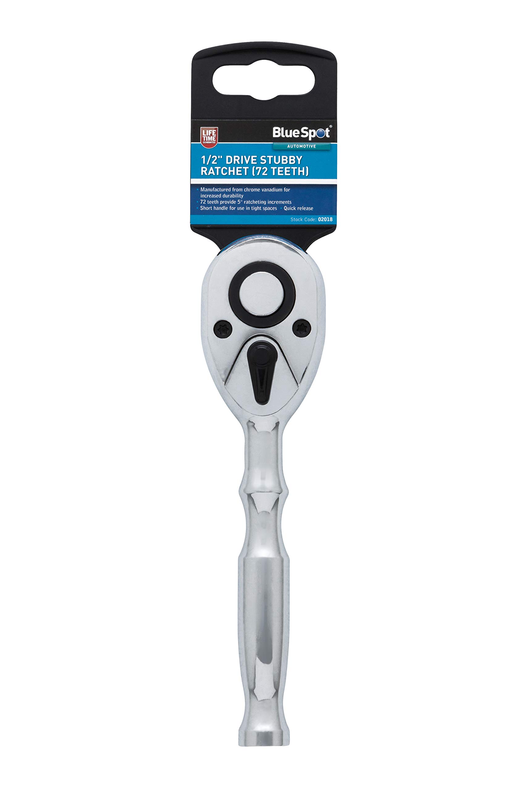 Bluespot 02018 1/2" Drive Stubby Ratchet (72 Teeth)