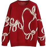 CIDER Womens Sweater Bow Knot Cute Y2k Long Sleeve Crew Neck Pullover Tops