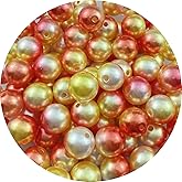 2000 Pcs Pearl Beads 4mm Craft Beads Gradient Round Spacer Loose Beads for Earring Bracelet Necklace Key Chains Jewelry DIY Craft Making Decoration and Vase Filler(Yellow Orange)