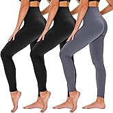 TNNZEET 3 Pack Leggings for Women - Black Tummy Control High Waisted Soft Yoga Pants for Workout Gym Running with Pockets