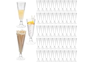 50 Pcs Plastic Martini Glasses with Sticks, Disposable Cocktail Glasses Plastic Stackable, Dessert Cups Bulk Shatterproof Per