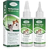 Pet Eye Drops, Dog Eye Cleaner, Tear Stain Remover for Dogs & Cats Eyes Eases Itching & Irritation, Care and Cleaning Around
