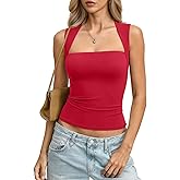 EasyGala Womens Double Lined Square Neck Tank Tops Basic Slim Fit Sleeveless Shirts Y2K Summer Going Out Outfits 2026