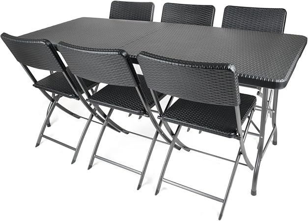 folding table and 6 chairs set