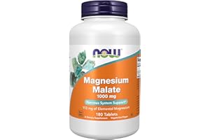 NOW Foods Supplements, Magnesium Malate 1000 mg, Energy Production*, Nervous System Support*, 180 Tablets