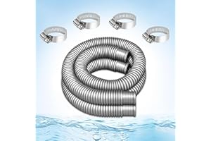 KUMATER 1-1/2-InchPool Hoses for Intex Pool Skimmer Surface Skimmer Pool Pump Pool Filter, 1.5” x 59” Pump Hoses Tubes for Above Ground Pool Sand Filter, 2 Pack with 4 Hose Clamps (Grey -2 Pack)