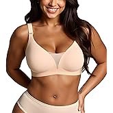 Bras for Women No Underwire Comfy W Strip Jelly Bra for Women Sexy Deep V Mesh Tshirt Seamless Everyday Bras