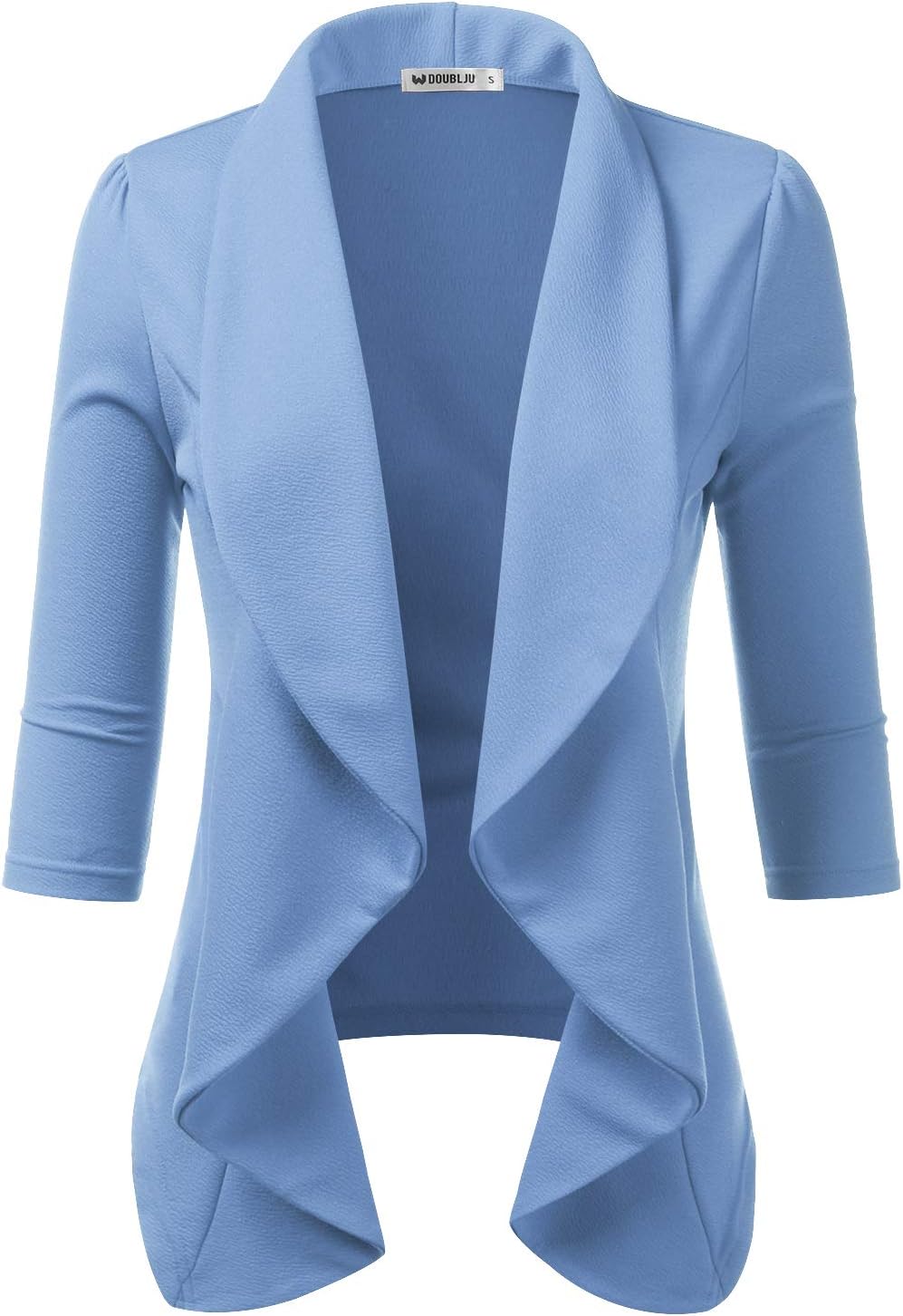 Doublju Womens Lightweight Thin 3/4 Sleeve Open Front Blazer with Plus Size