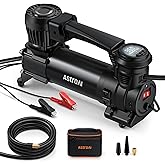 AstroAI T4 Heavy-Duty Air Compressor Truck Tire Inflator with 1.97CFM Auto Shutoff 12V, 120PSI Digital Screen with Alligator Clips, LED Light for Pickup, Truck, SUV RV for Up to 33 Inch Tires