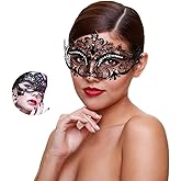 Masquerade Mask for Women Shiny Rhinestone Venetian Party Prom Ball Metal Mask
