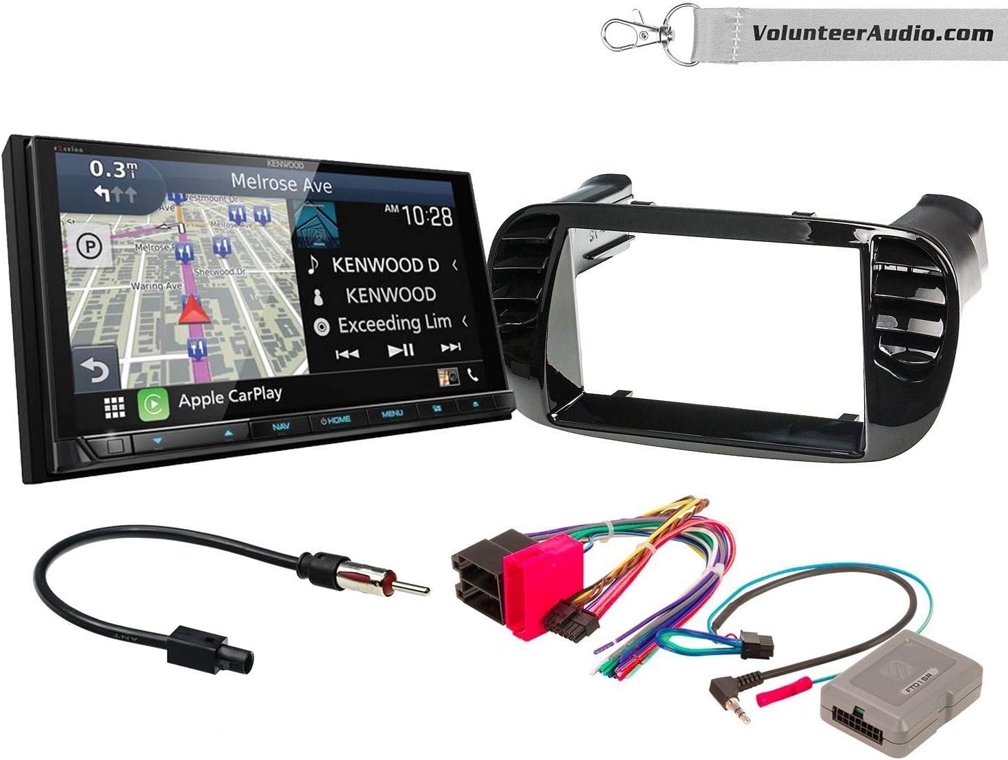 Kenwood Excelon DNX996XR Double Din Radio Install Kit With Apple CarPlay, Android Auto, Sirius XM Ready Fits 2012-2015 Fiat 500 (Black)