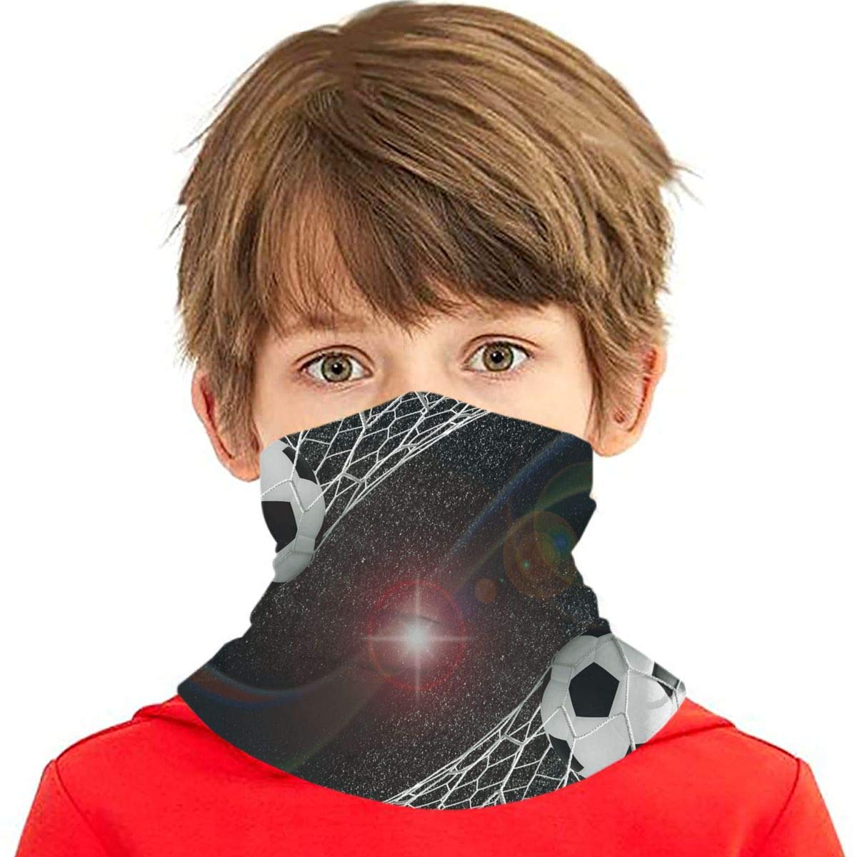 Kids UV Protection Face Cover Bandanas Soccer Balls Goal