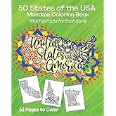 50 States of the USA Mandala Coloring Book: With Fun Facts for Each State, United States of America (Coloring and Activity Books)