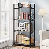 BON AUGURE Industrial 4 Tier Bookshelf, Modern Open