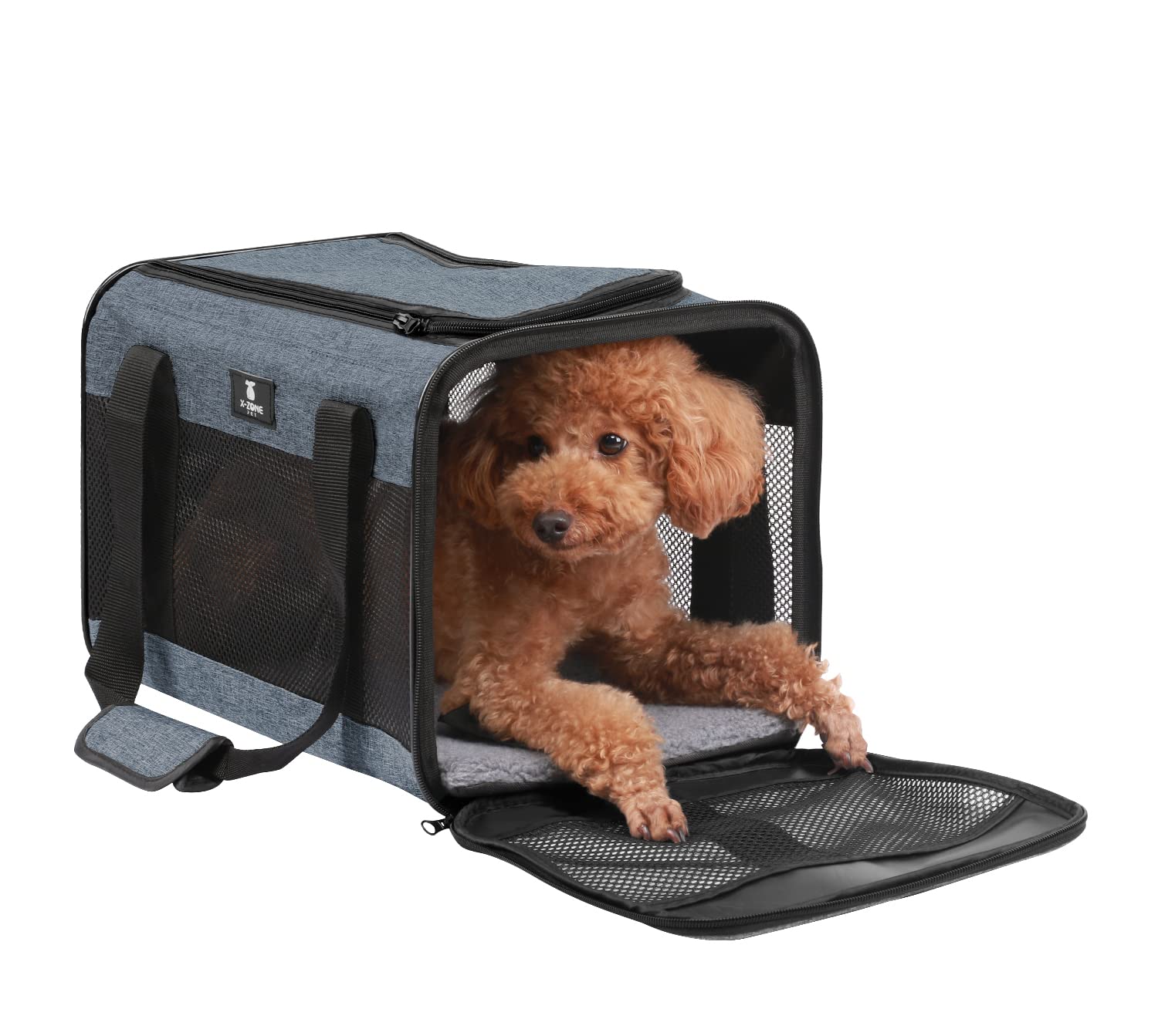 X-ZONE PET Airline Approved Soft-Sided Pet Travel Carrier for Dogs and Cats (Large, Blue)