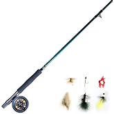 Martin Complete Fly Fishing Kit, 8-Foot 5/6-Weight 3-Piece Fly Fishing Pole, Size 5/6 Rim-Control Reel, Pre-spooled with Backing, Line and Leader, Includes Custom Fly Tackle Assortment, Brown/Green