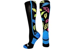 MadSportsStuff Socks with Lightning Bolts for Softball Baseball Soccer for Boys Girls Men Women Youth Adult Over the Calf
