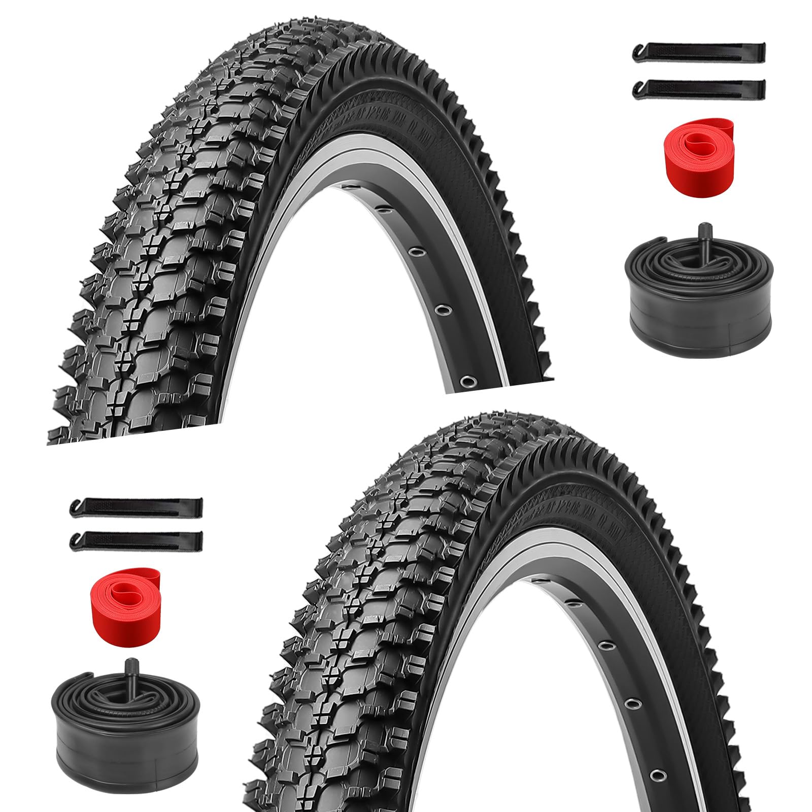 Photo 1 of 2-Pack 26 inch Mountain Bike Tires - Bicycle Tires 26x1.95 Folding Replacement Tire for Mountain Bike, Puncture-Resistant 26" Schrader Valve Bike Tubes, Bicycle Replacement Parts